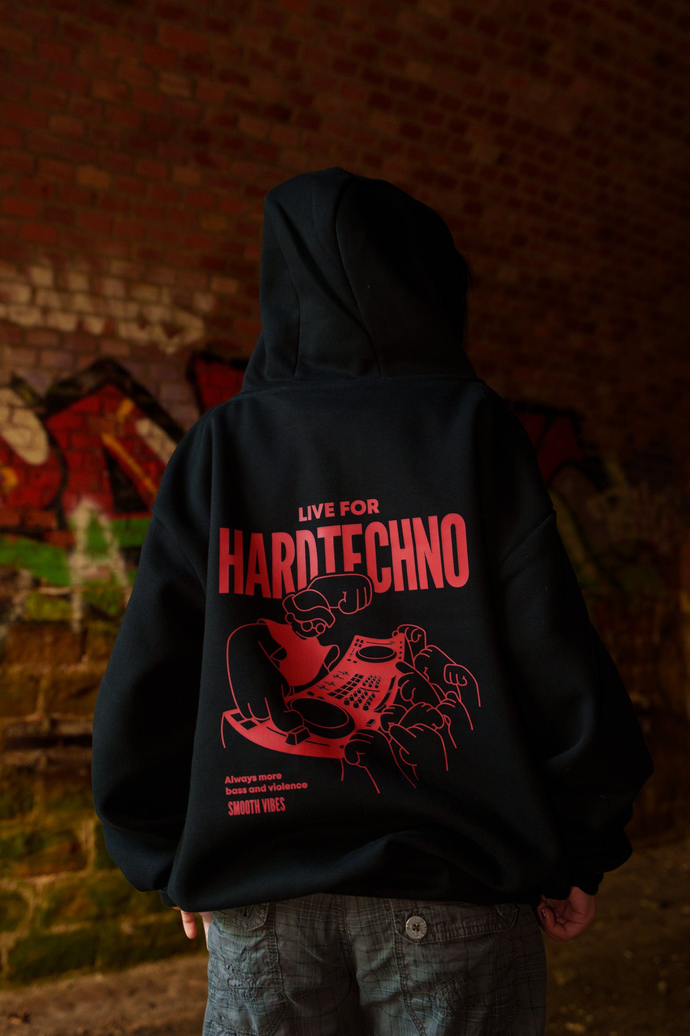 Gilet Hard techno double zip rouge Ample - Smooth vibes