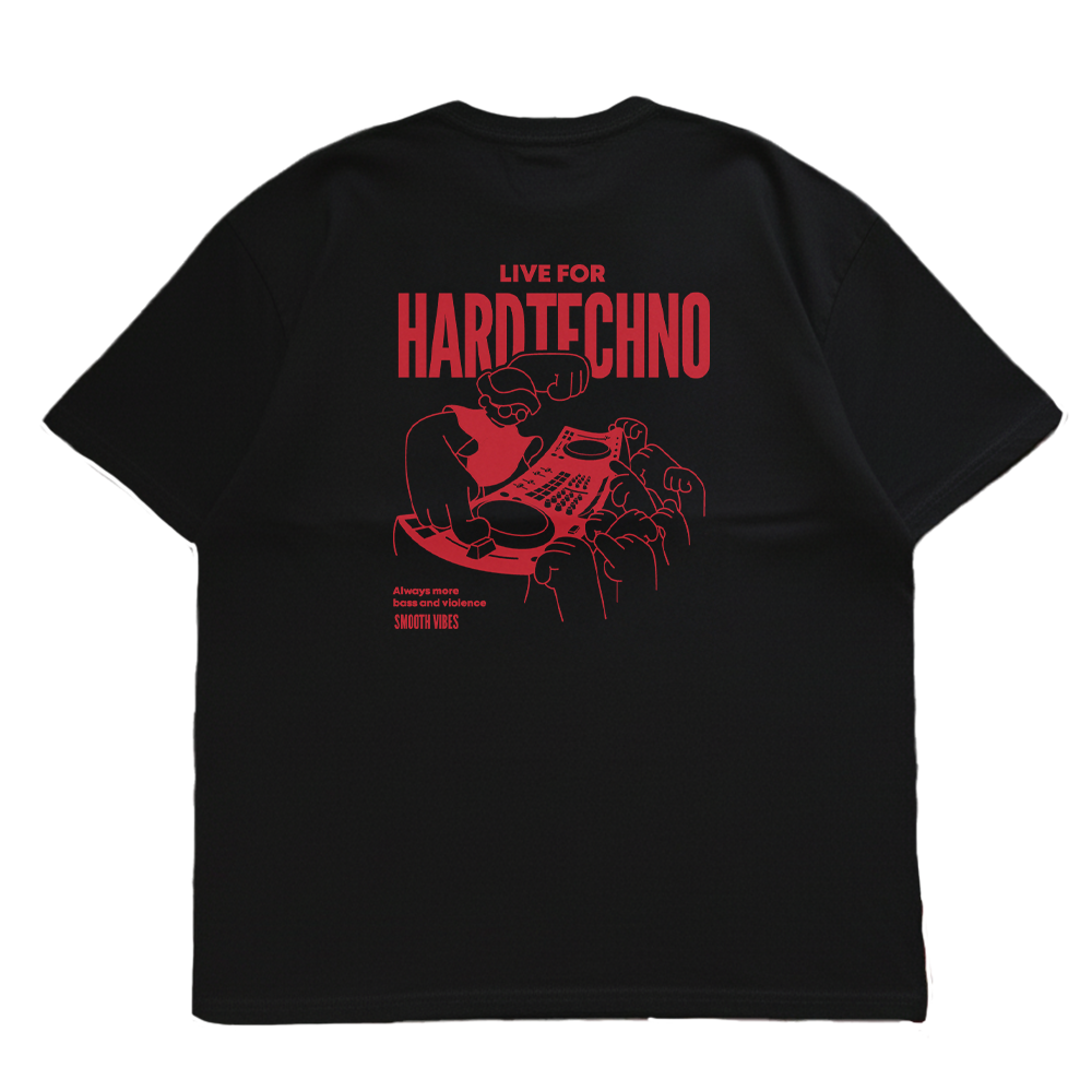 T-shirt Hard techno beige rouge Oversize - Smooth Vibes