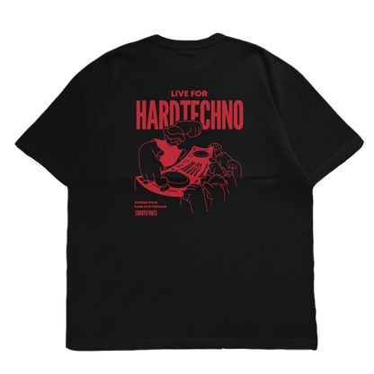 T-shirt Hard techno beige rouge Oversize - Smooth Vibes