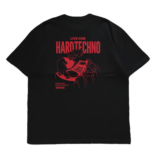T-shirt Hard techno beige rouge Oversize - Smooth Vibes