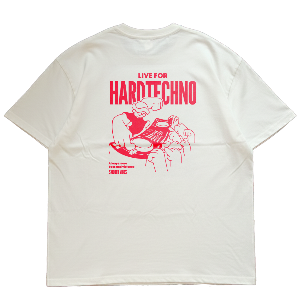 T-shirt Hard techno beige rouge Oversize - Smooth Vibes