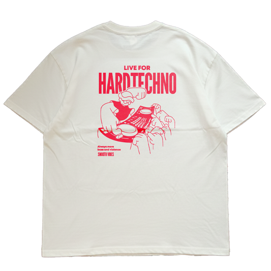 T-shirt Hard techno beige rouge Oversize - Smooth Vibes